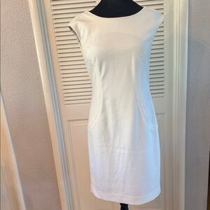 Premise White Cap-Sleeve Sheath Dress